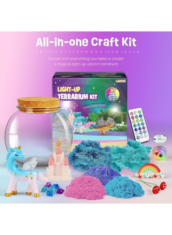 GGEROU Unicorns Terrarium Gifts for Kids Girls, Light Up Terrarium Unicorns Toys for Girls, DIY Moon Lamp Arts and Crafts Birthday Gift for Children Age 4-12 (Unicorn)  - Image 3
