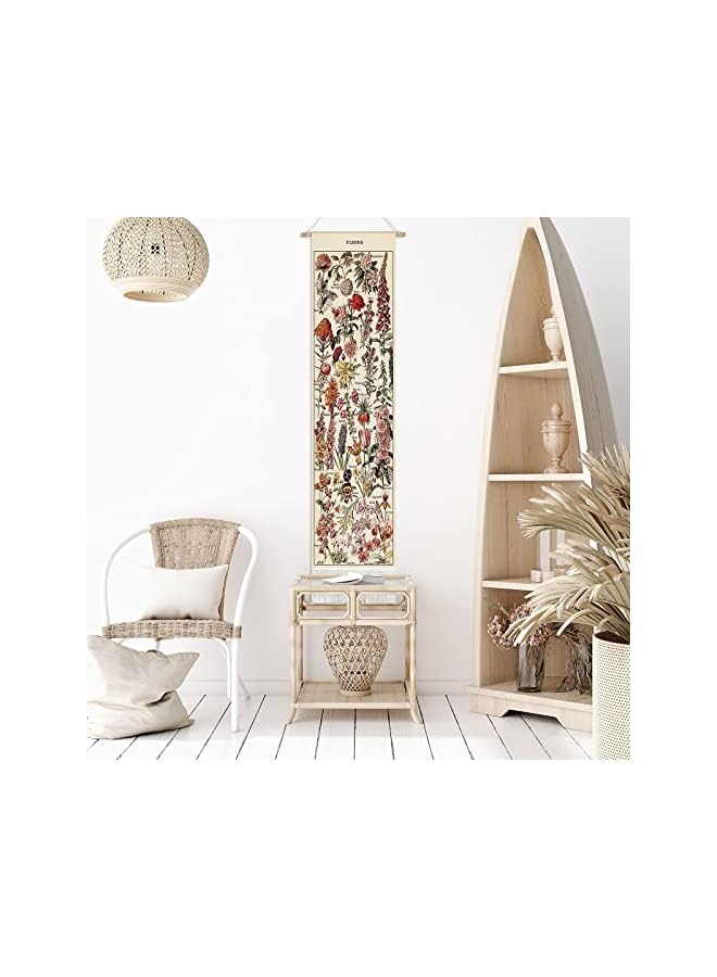 The Bros Vintage Flower Tapestry 52 x 13in, Long Tapestry Vertical Wall Hanging Reference Illustrative Botanical Tassel Tapestry for Bedroom Living Room Home Decoration - Image 2