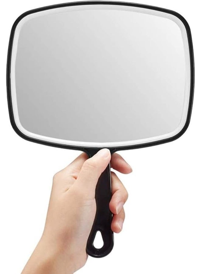 Hand Mirror, Black Handheld Mirror Handle, Small Black Handle Cosmetic Mirror, Mini Comfy Hand Held Mirror, Small Cosmetic Mirror, for Personal Makeup Vanity Travel Skin Care Salon - Image 1