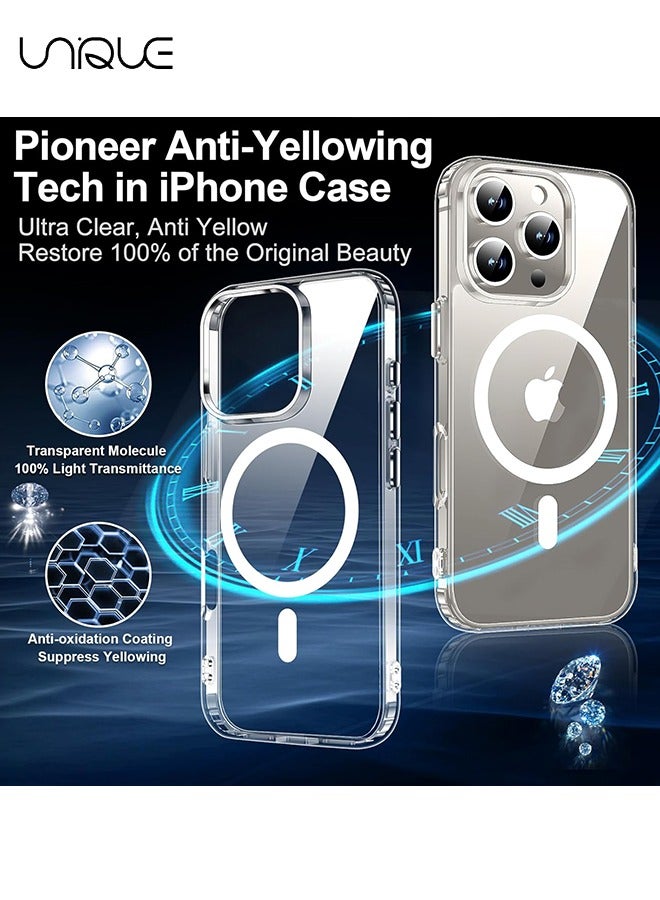 Unique 3 in 1 Magnetic Clear Case for iPhone 16 Pro Max, Tempered Screen Protector +Camera Lens Protector, Full-Body Protective Shockproof Slim Cover Compatible with MagSafe - Image 5