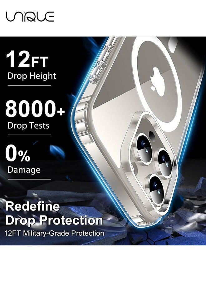 Unique 3 in 1 Magnetic Clear Case for iPhone 16 Pro Max, Tempered Screen Protector +Camera Lens Protector, Full-Body Protective Shockproof Slim Cover Compatible with MagSafe - Image 4