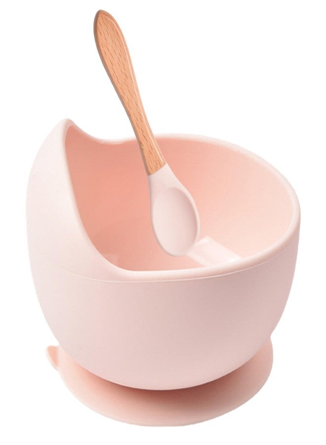 OLWICK® Silicone Suction Bowl & Spoon Set for Toddler & Baby | Unbreakable Feeding Bowls | Non-Slip Design | Microwave & Dishwasher Safe, Pack of 1, Light Pink - Image 1
