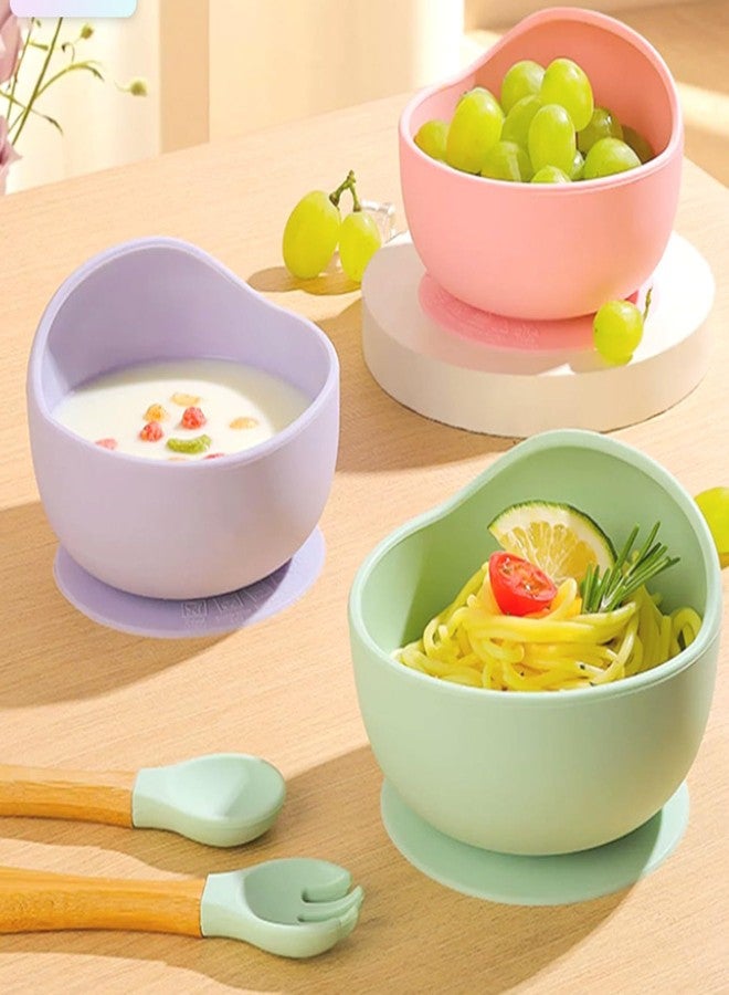 OLWICK® Silicone Suction Bowl & Spoon Set for Toddler & Baby | Unbreakable Feeding Bowls | Non-Slip Design | Microwave & Dishwasher Safe, Pack of 1, Light Pink - Image 2
