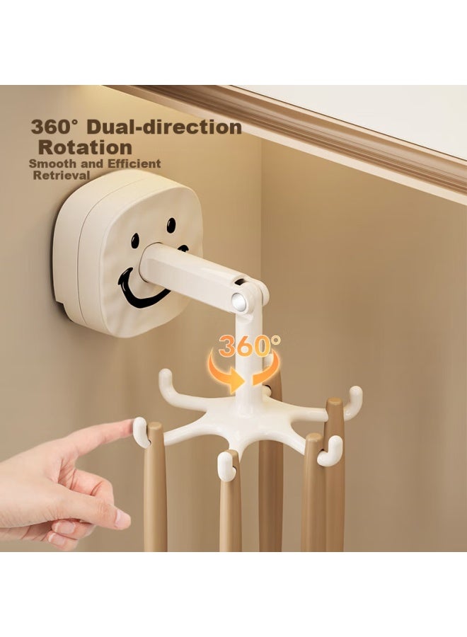 Bydoll Kitchen Rotating Hook, Bathroom No-drilling Kitchen Utensil Holder, Six-claw Suction Cup Wall-mounted Storage Rack, Spoon And Spatula Organizer - Image 3