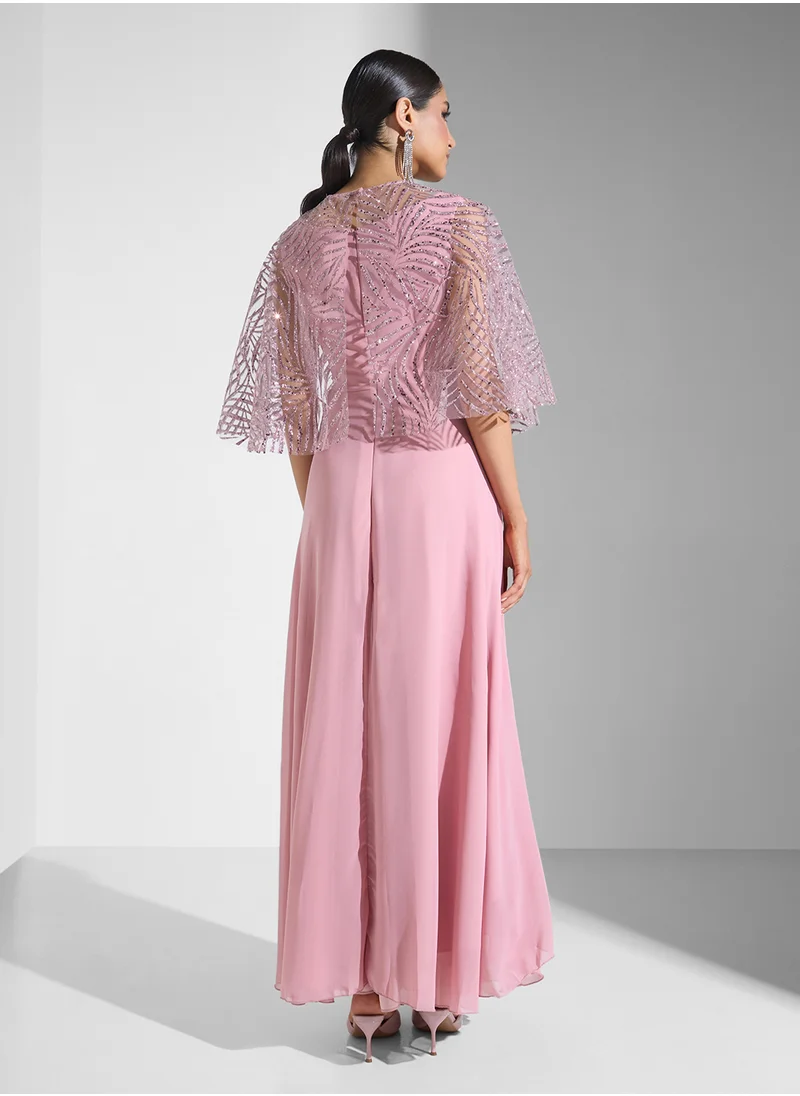خزانة Evening   Shimmer Cape Dress