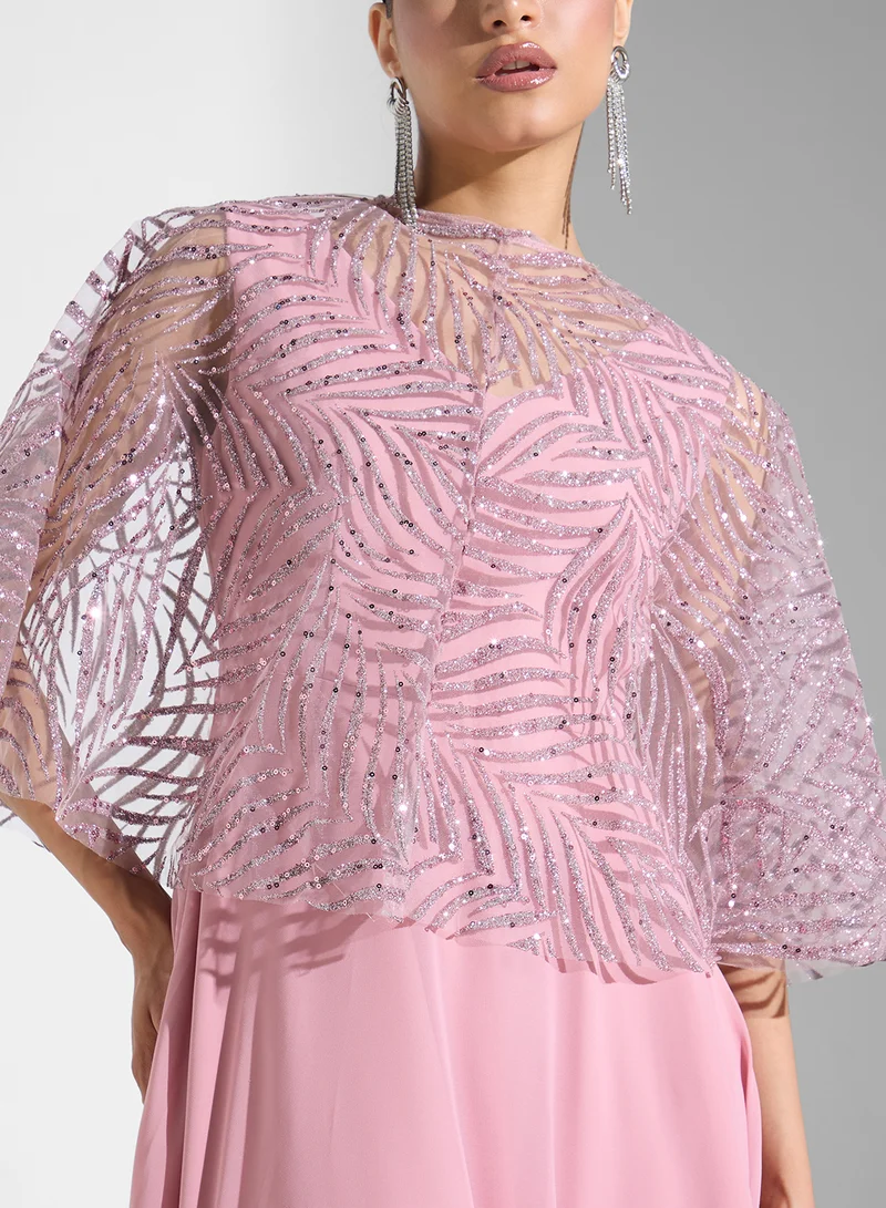 Khizana Evening   Shimmer Cape Dress