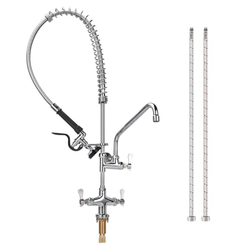 TNROTED 36 Inch Height Deck Mount Commercial Faucet with Pre Rinse Sprayer Single Hole Commercial Pre Rinse Restaurant Kitchen Faucet with 12 Swing Spout for Commercial Restaurant Home Kitchens Sink - Image 1