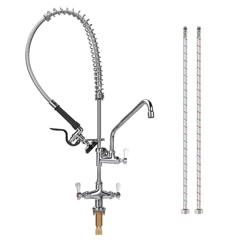 TNROTED 36 Inch Height Deck Mount Commercial Faucet with Pre Rinse Sprayer Single Hole Commercial Pre Rinse Restaurant Kitchen Faucet with 12 Swing Spout for Commercial Restaurant Home Kitchens Sink - Image 2