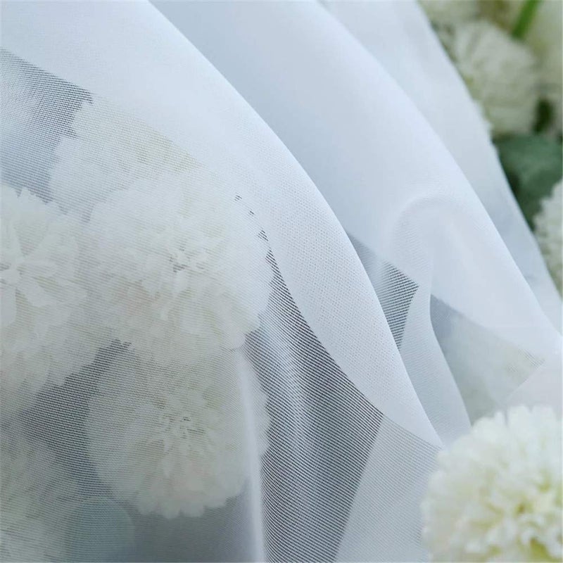 WPKIRA 1 Panel Ribbon Tie Up Solid White Roman Curtain Transparent Sheer Voile Balloon Shades with Solid Stripes Lift Sheer Curtain Drapes Voile Valances Cafe Kitchen W39 x L55 Inch - Image 5