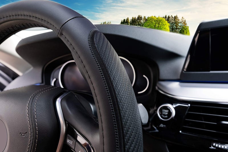 Magnelex Microfiber Leather Steering Wheel Cover – Black. Heat Resistant Anti-Slip Car Wheel Wrap - Compatible with Most Makes and Models of Cars and Trucks with 14.5 to 15 Inch Steering Wheels - Image 4
