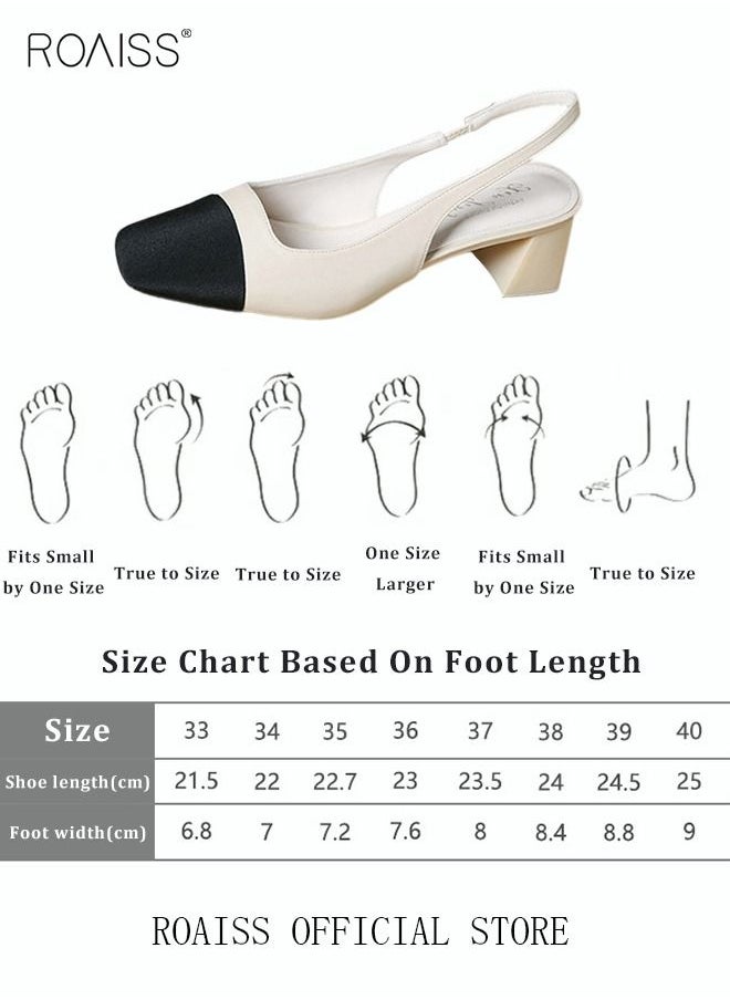 roaiss - Womens Slingback Pumps Pointed Toe Low Heel Women's Stiletto High Heels French Sandals Women Chunky Low Heel Pumps - Image 1
