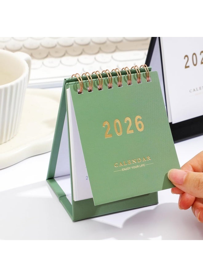 تقويم مكتب صغير 2026، تقويم شهري صغير للطاولة، تقويم شهري صغير قائم، ورق سميك، غلاف مزدوج الأسلاك للمنزل أو المكتب (وردي وأخضر) - Image 5