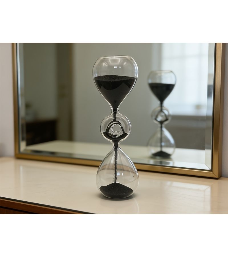 1pc Black Sand Timer Clock Modern Round Desk Clock Office Decor Tabletop Decor Bedroom Study Decorative Timekeeping Indoor Outdoor Home Decoration - Image 5