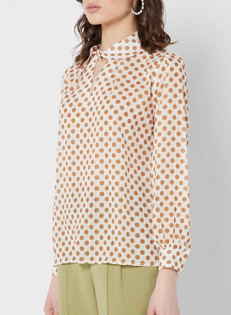 ELLA Dot Printed Collar Blouse