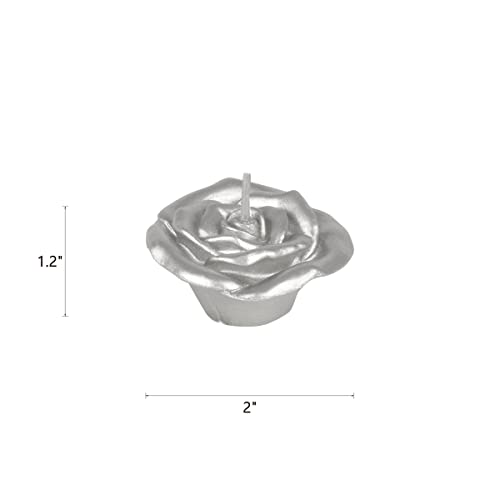 Mega Candles 4 pcs Unscented Rose Petals Flower Silver Floating Candles, Hand Poured Wax Candle 2 Inch Diameter, Home Décor, Wedding Centerpieces, Holidays, Occasions, Events, Festivities - Image 2