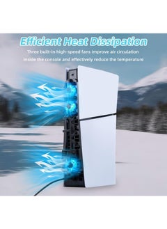 DOBE Fan for PS5 Slim Console, Cooler with Memory Function, Cooling with 3 Wind Speeds & USB 3.0 Port/LED Light, Compatible with Playstation5 Slim Digital Edition & UHD Accessories (Black)  - Image 3