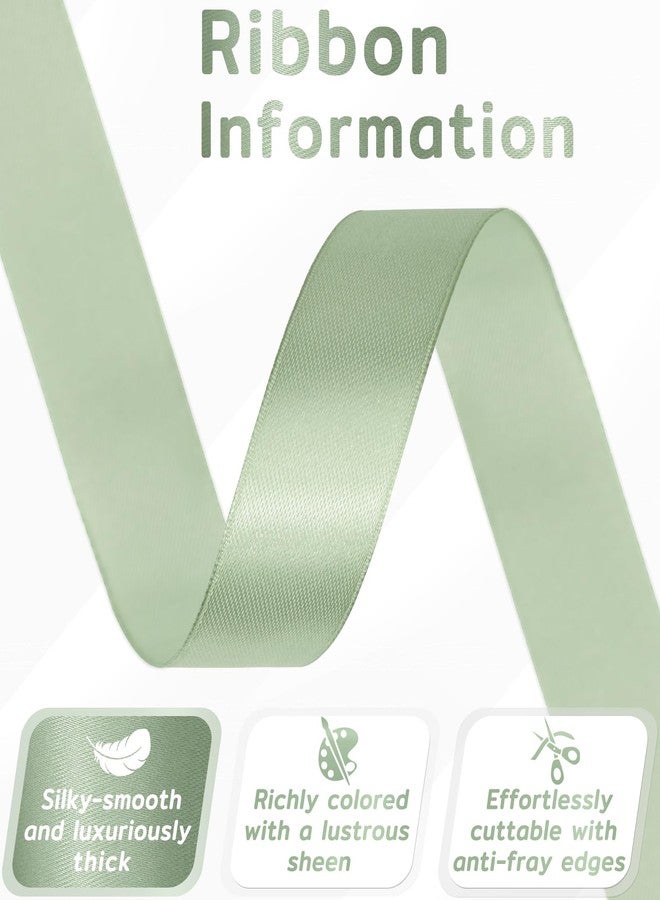 Apeseek 60 Yards Sage Green Satin Ribbon 7/8 Inch, Solid Polyester Fabric Ribbon for Gift Wrapping, Crafts, Flower Bouquet, Wedding Party, Baby Shower, Festival, Christmas - Image 2