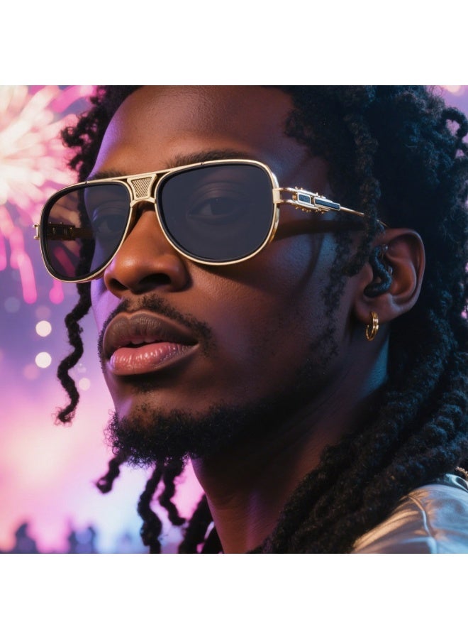 Stylish Punk Aviator Sunglasses | UV400, Anti-UV, High-Quality Metal Frame, Daily & Night Use - Image 1