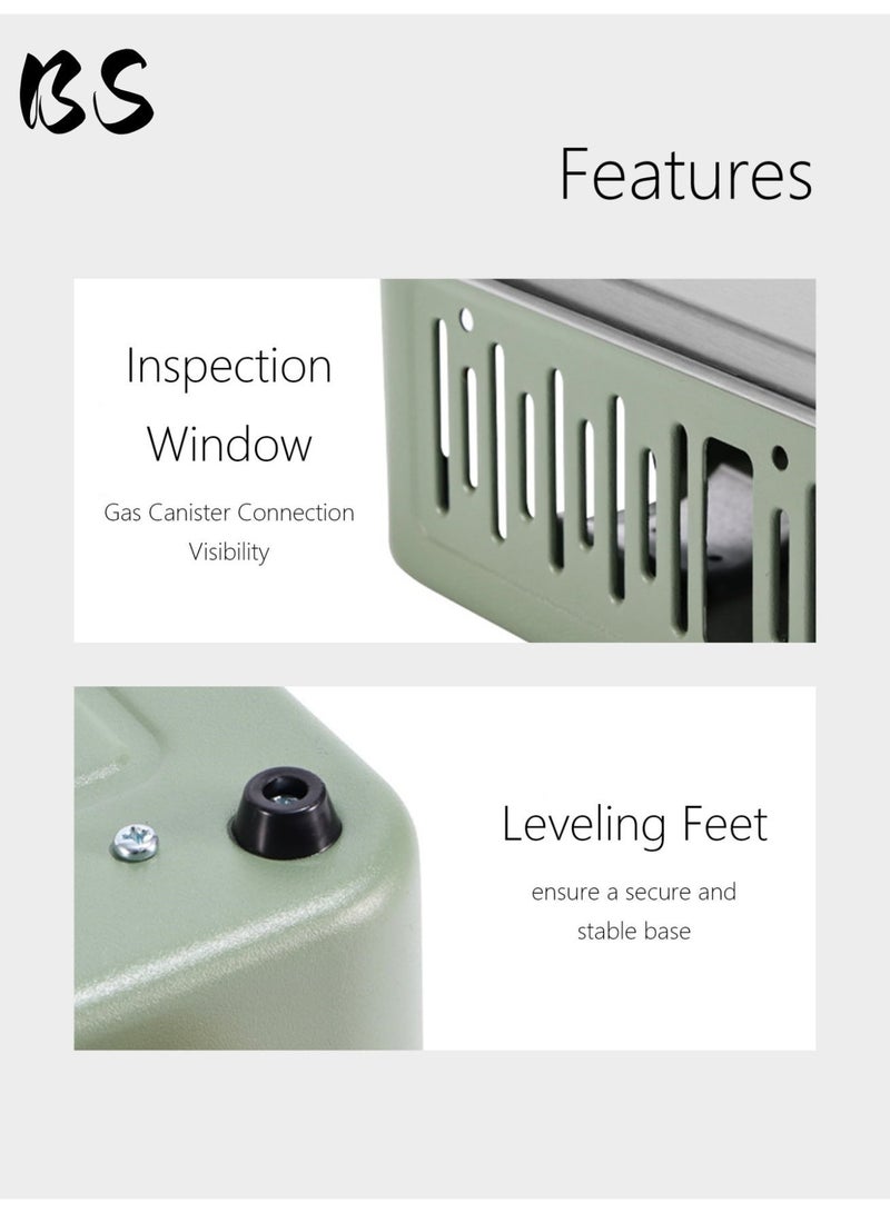 BS Ultralight and portable multi-functional gas stove | Outdoor camping stove | Stable and windproof | Powerful flame, ignition in 3 seconds | No power required | 75% smaller than traditional stoves | Suitable for camping, fishing, and indoor cooking | Green - Image 5