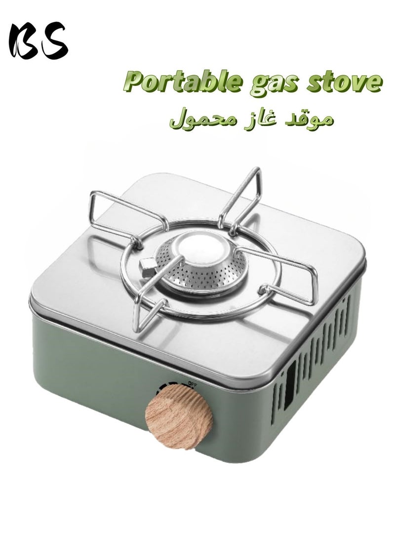 BS Ultralight and portable multi-functional gas stove | Outdoor camping stove | Stable and windproof | Powerful flame, ignition in 3 seconds | No power required | 75% smaller than traditional stoves | Suitable for camping, fishing, and indoor cooking | Green - Image 1