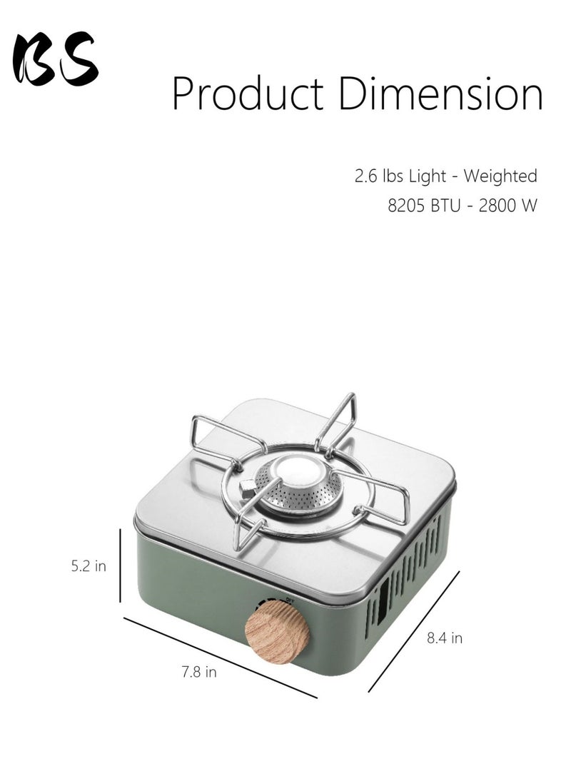 BS Ultralight and portable multi-functional gas stove | Outdoor camping stove | Stable and windproof | Powerful flame, ignition in 3 seconds | No power required | 75% smaller than traditional stoves | Suitable for camping, fishing, and indoor cooking | Green - Image 2