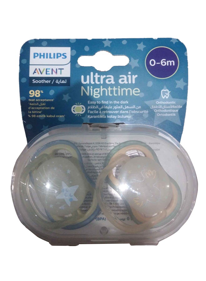 Philips Avent Soother Ultra Air Nighttime 0-6M For Boys, 2 Pieces | No.1 Brand Recommended by Moms Worldwide | Glows in the dark |Light |Breathable |BPA free |Orthodontic with Sterilization Case - Image 4
