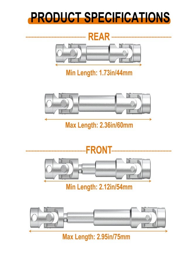COOWOO Stainless Steel Front Rear Drive Shafts Upgrade Parts Set for 1/18 TRX-4M RC Crawler Cars, Silver - Image 3