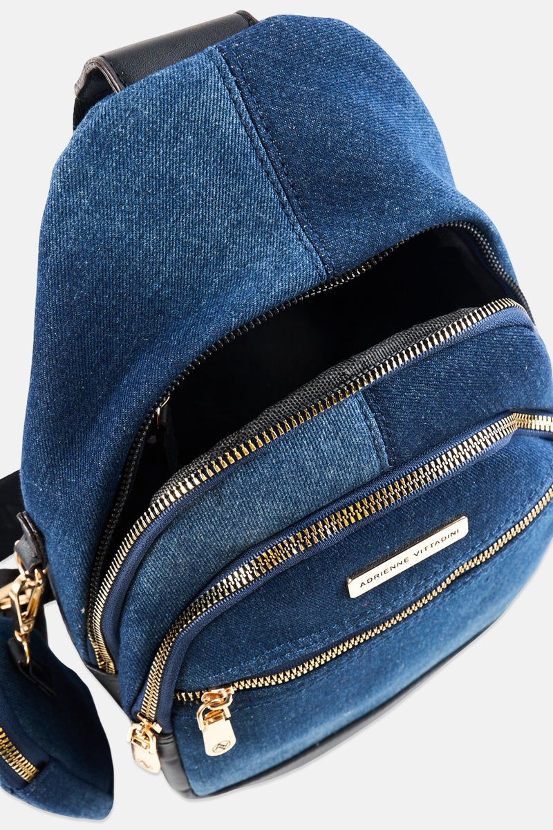 ADRIENNE VITTADINI Women Brand Logo Sling Bag, Navy - Image 3