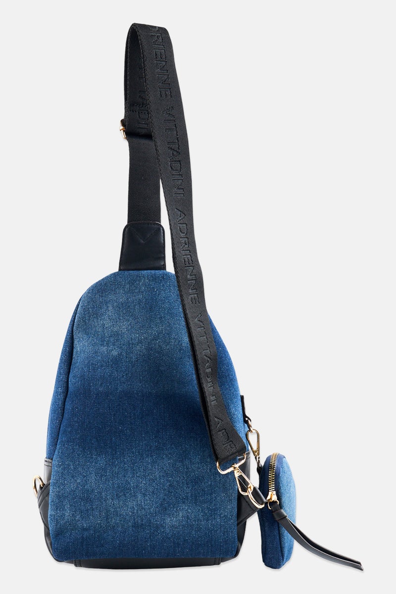 ADRIENNE VITTADINI Women Brand Logo Sling Bag, Navy - Image 2