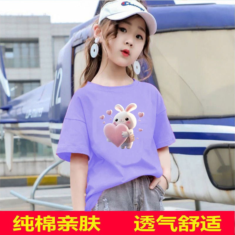 2174# children's clothing girls short sleeve t-shirt summer 2025 new children's big children's summer girls summer coat tide - Image 3