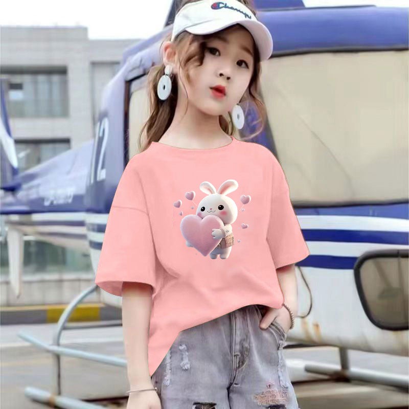 2174# children's clothing girls short sleeve t-shirt summer 2025 new children's big children's summer girls summer coat tide - Image 2