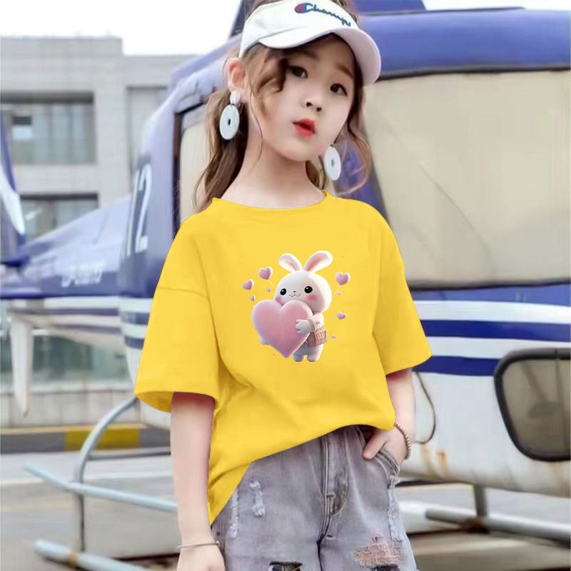 2174# children's clothing girls short sleeve t-shirt summer 2025 new children's big children's summer girls summer coat tide - Image 1