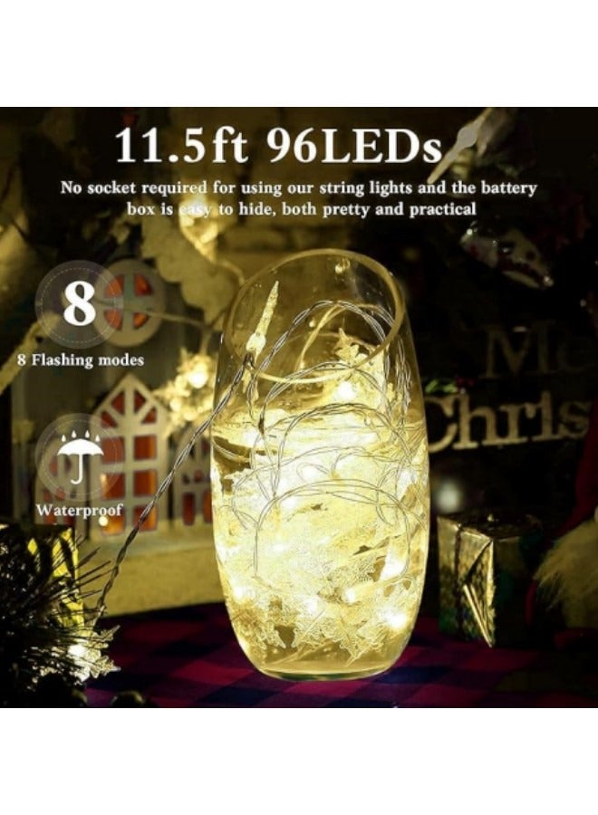 GGEROU Snowflake String Lights 13.12ft/4M LED Snowflake Icicle Lights with 19 Drops,8 Modes Connectable Window Curtain Fairy Light, Warm Light, Battery Power - Image 2