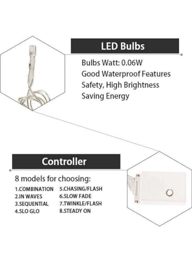 GGEROU Snowflake String Lights 13.12ft/4M LED Snowflake Icicle Lights with 19 Drops,8 Modes Connectable Window Curtain Fairy Light, Warm Light, Battery Power - Image 5