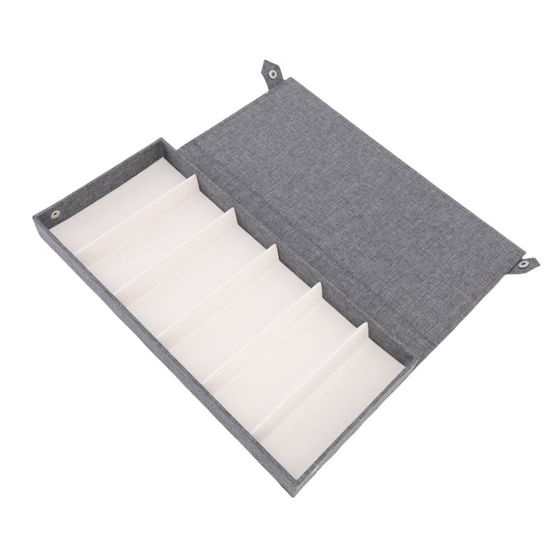 صندوق نظارات قابل للانقلاب 38 × 17 × 4 سم - صندوق تخزين نظارات بنية تصميم قابل للانقلاب - 6 فراغات - صندوق تخزين متعدد الوظائف لمحبي النظارات للمنزل والسفر - Image 3