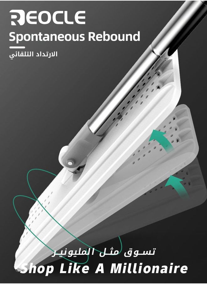 REOCLE - Mop Floor Cleaning Mop and Bucket Set Flat Floor Mop with 10pc Reusable Microfiber Mop Pads & 130cm Long Handle Cleaning Home Kitchen Cleaning for Wet and Dry Use - Image 1