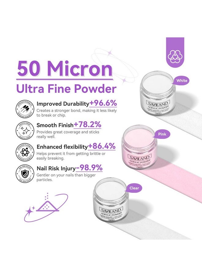 Saviland Acrylic Nail Kit With Drill 15G Clearwhitepink Acrylic Powder And Liquid Set With Nail Drill Acrylic Nail Brush Nail Forms Dappen Dish Easy To Use Acrylic Nail Supplies For Beginners  - Image 3