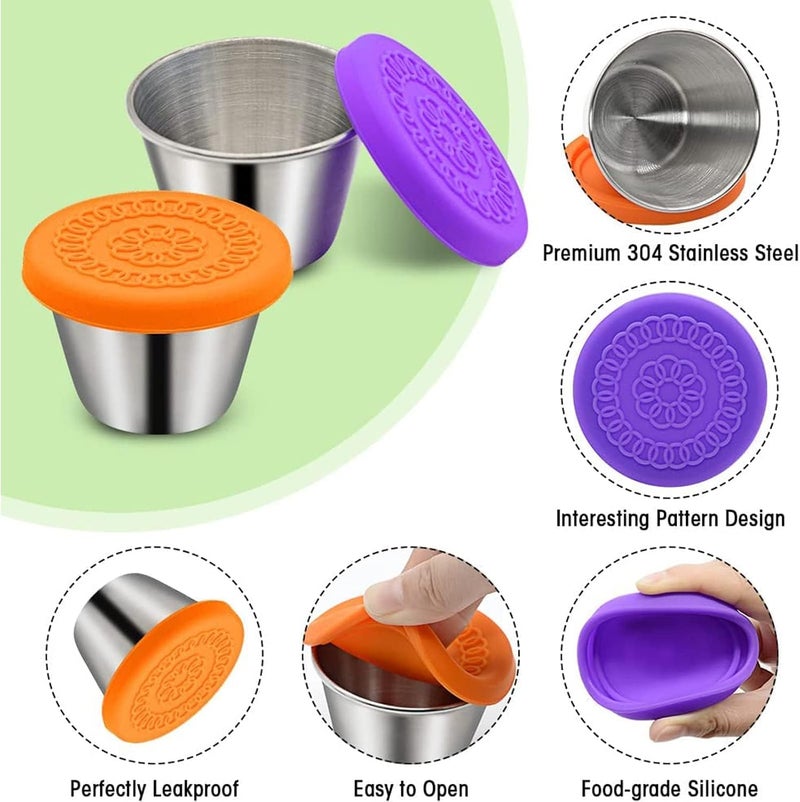 SWIUKPHE Precision processed material 6 Pcs 2.4oz Stainless Steel Small Condiment Containers with Lids, Leakproof Dipping Sauce Cups, Reusable Mini Sauce Storage Boxes Portable Condiment Cups for Bento Box Lunch Box Kids School Travel Defect free upgraded substance - Image 5
