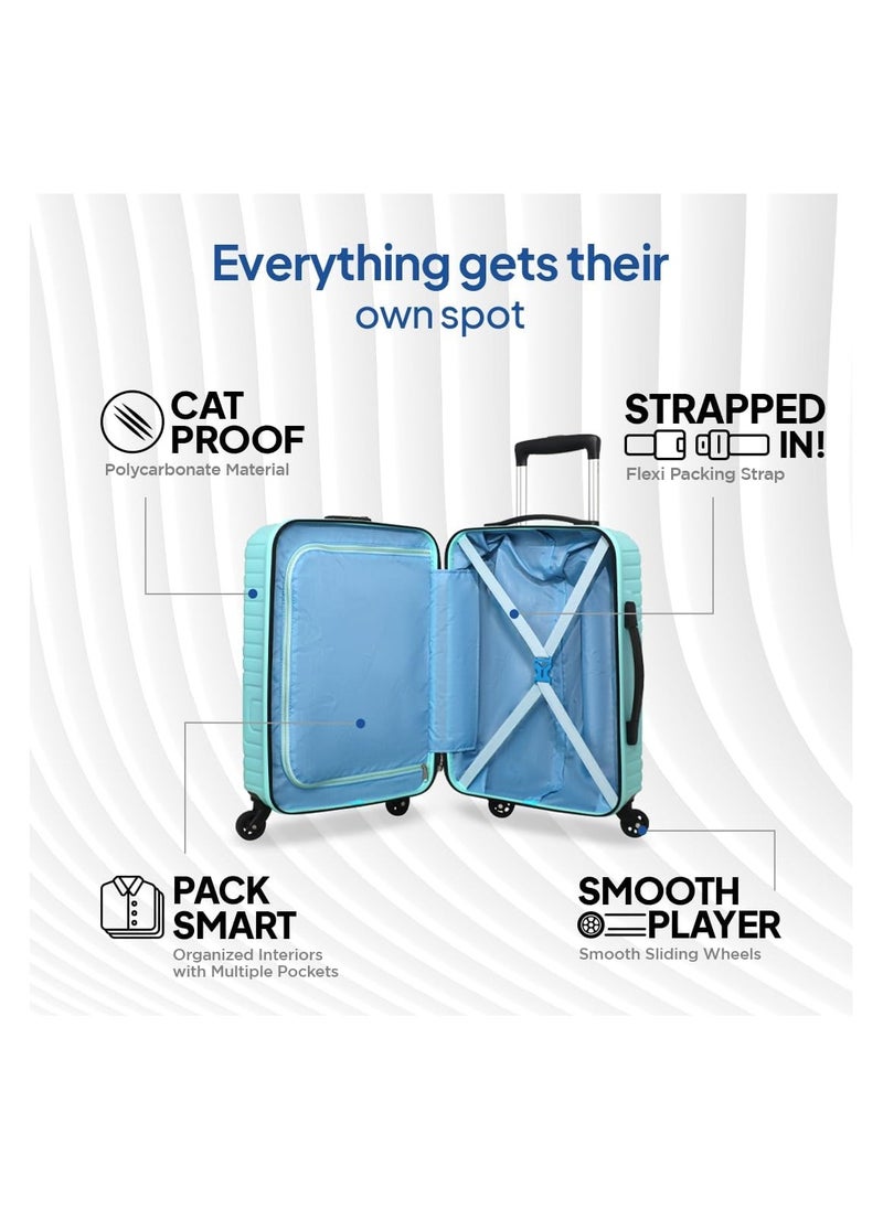 AMERICAN TOURISTER American Tourister Ivy Nxt 55cm Small Hardside Polycarbonate Cabin Suitcase with Multi-Stage Telescopic Trolley and Mounted TSA Lock for Women & Men - Pale Turq  - Image 3