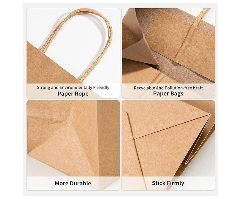 Generasis Kraft Brown Square Paper Bags with Twisted Handles - 25 Pack Sturdy Kraft Paper Packaging Bags for Shopping, Parties, and Retail Use of Kraft Paper Bag (10x8x4) - Image 3