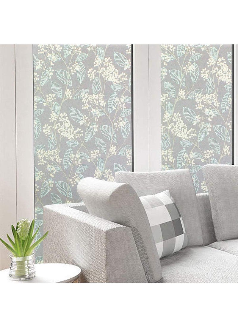Sweet seven 3D Leaf Pattern Privacy Window Film - Decorative Static Cling Glass Film with Anti-UV Protection for Home, Kitchen, Bedroom - Non-Adhesive, Easy to Install - Size: 60 x 150 cm  - Image 2