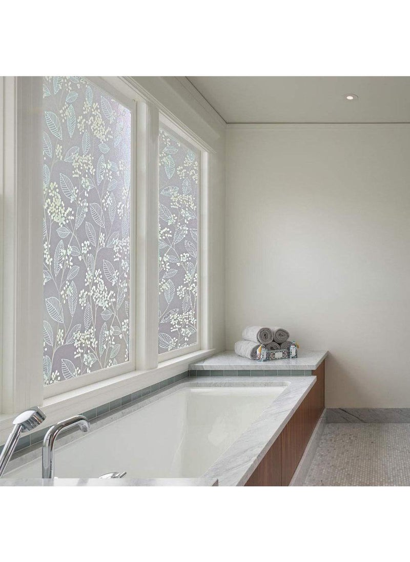 Sweet seven 3D Leaf Pattern Privacy Window Film - Decorative Static Cling Glass Film with Anti-UV Protection for Home, Kitchen, Bedroom - Non-Adhesive, Easy to Install - Size: 60 x 150 cm  - Image 5