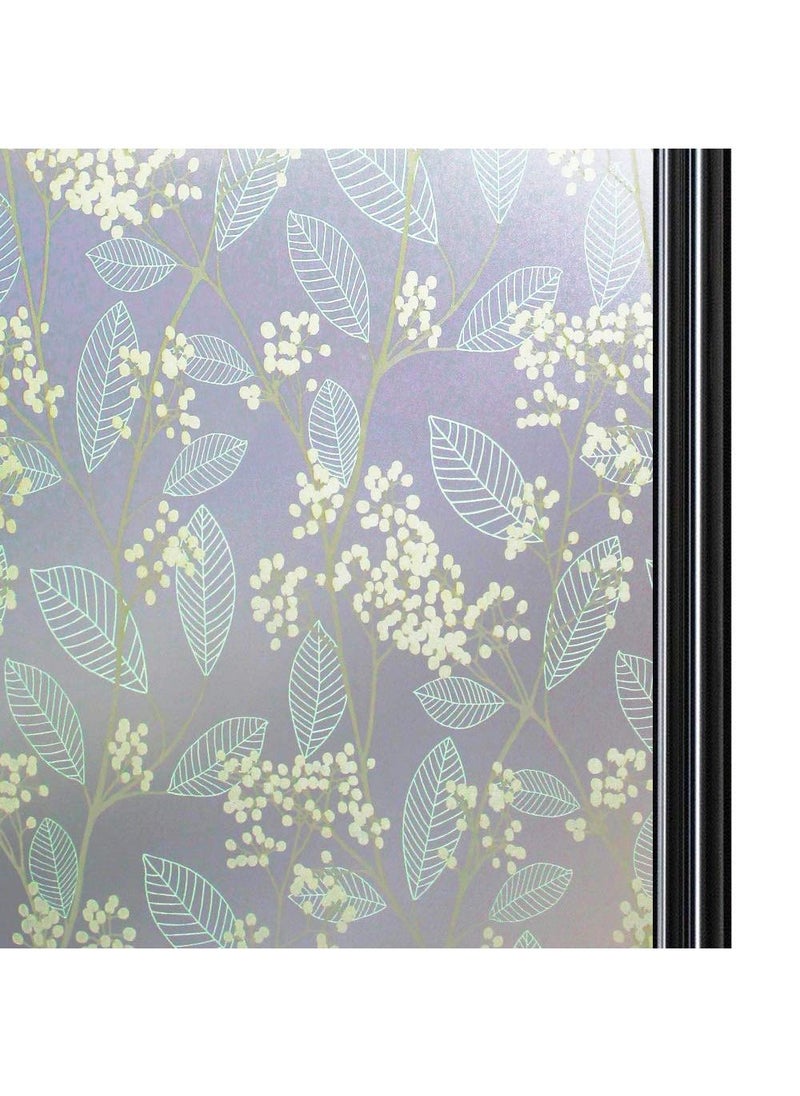 Sweet seven 3D Leaf Pattern Privacy Window Film - Decorative Static Cling Glass Film with Anti-UV Protection for Home, Kitchen, Bedroom - Non-Adhesive, Easy to Install - Size: 60 x 150 cm  - Image 4