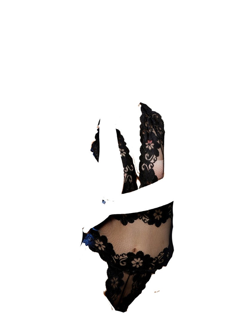 Generic Women Floral Lace Scallop Trim Teddy Lingerie Bodysuit Babydoll  - Image 2