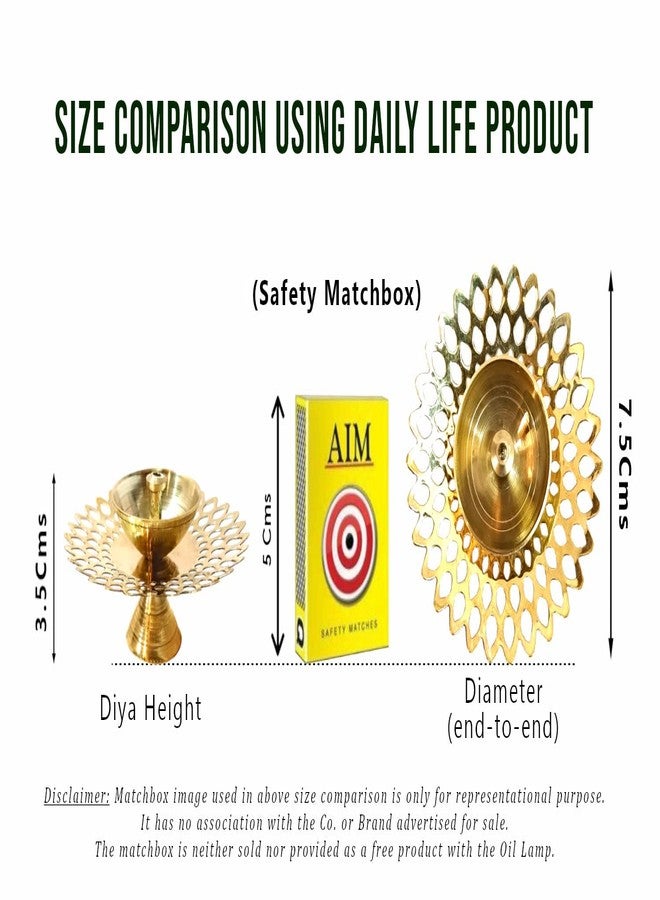 Lamina Decorative Brass Diya for Puja (Set of 1 Small 3inch Golden Round Net) Center Wick Holder Pital Akhand Deep Vilakku for Home Décor, Daily/Festive Worship, Housewarming, Marriage & Return Gift - Image 4