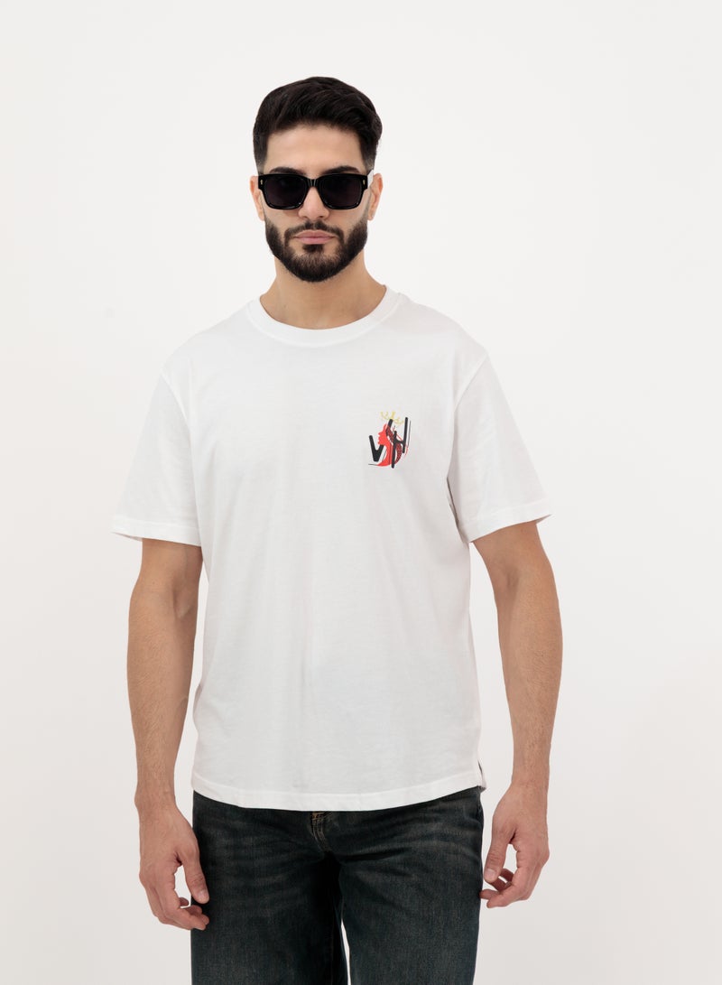 Vasl Hub White Graphic Crew Neck T Shirt for Men – Dubai Style - Image 1