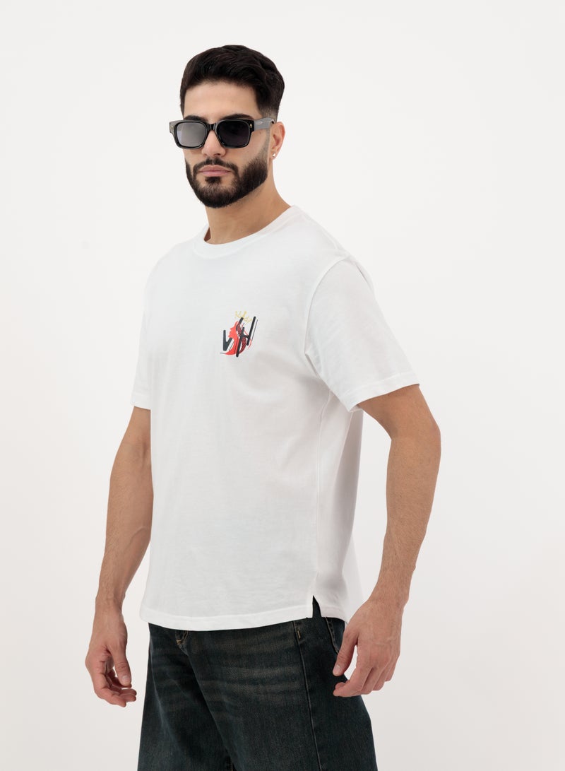 Vasl Hub White Graphic Crew Neck T Shirt for Men – Dubai Style - Image 3