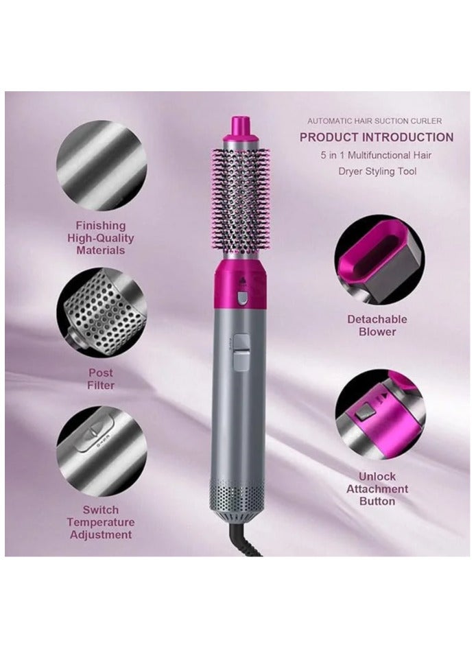 Generic 5 in 1 Curling Iron Rotary Hair Dryer Straightener Comb Curling Brush 5 Interchangeable Barrels 3 Adjustable Modes 30S Heating Smooth Ironing And Styling Tool Suitable for Home And Business Trips  - Image 5