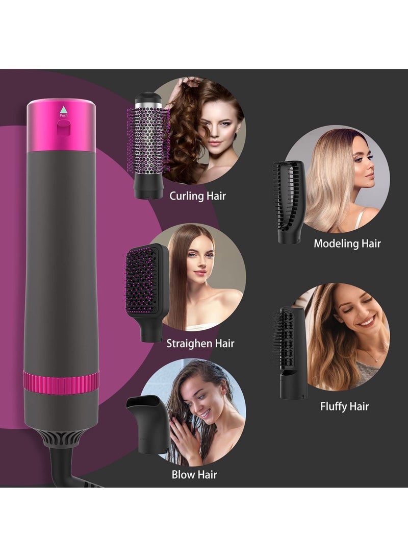 Generic 5 in 1 Curling Iron Rotary Hair Dryer Straightener Comb Curling Brush 5 Interchangeable Barrels 3 Adjustable Modes 30S Heating Smooth Ironing And Styling Tool Suitable for Home And Business Trips  - Image 3