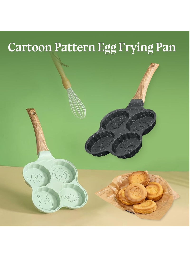 4 Cup Nonstick Omelette Skillet,Healthy Breakfast Pancake Pan,Aluminum 4 Cup Egg Frying Pan Non Stick Egg Cooker Pan Pancake Pan Easy Clean Wooden Handle For Gas Stove (Smiley Version, Black) - Image 5